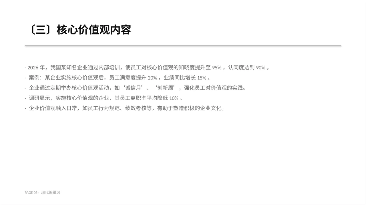 企业价值观学习文稿 PPT模板 第5页预览