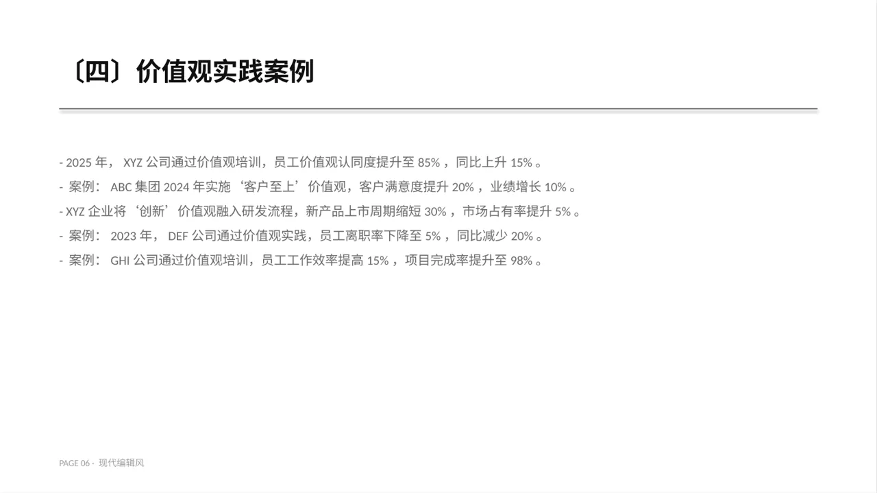 企业价值观学习文稿 PPT模板 第6页预览