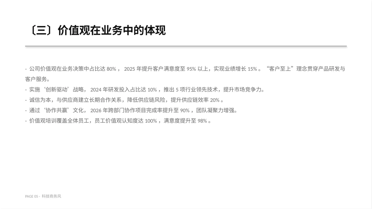 企业价值观学习文稿 PPT模板 第5页预览