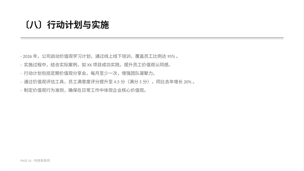 企业价值观学习文稿 PPT模板 第10页预览