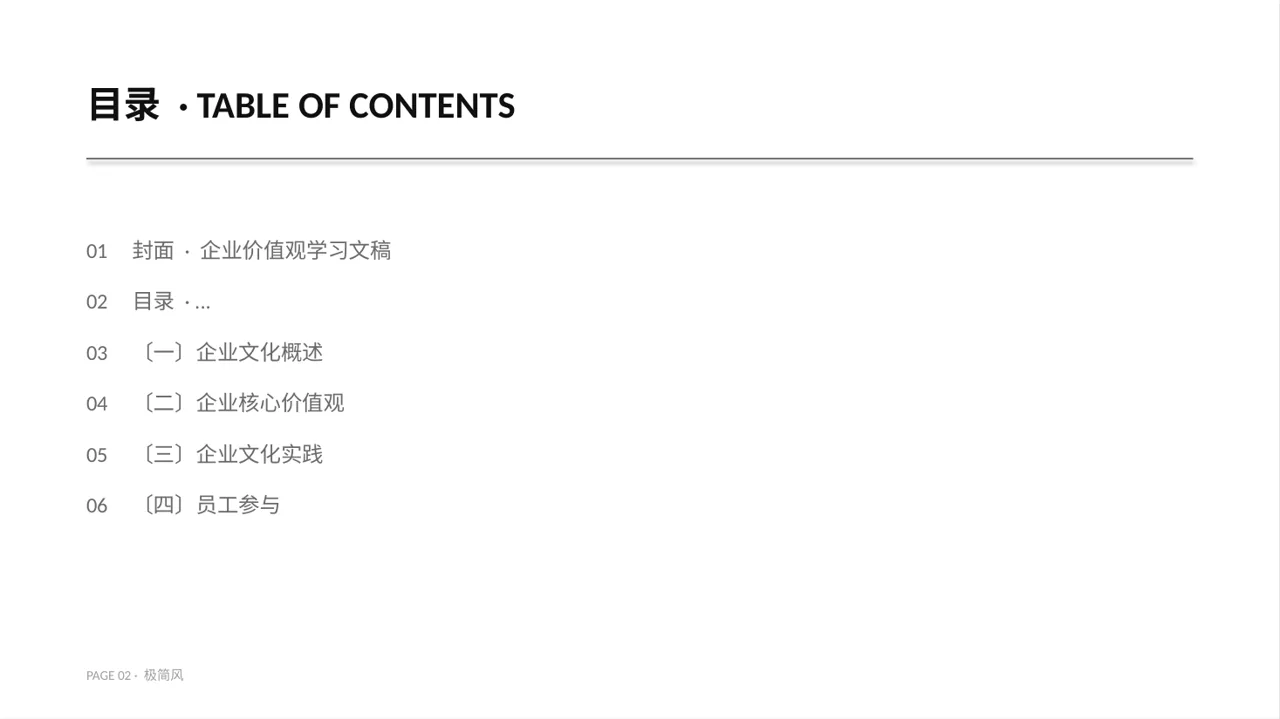 企业价值观学习文稿 PPT模板 第2页预览