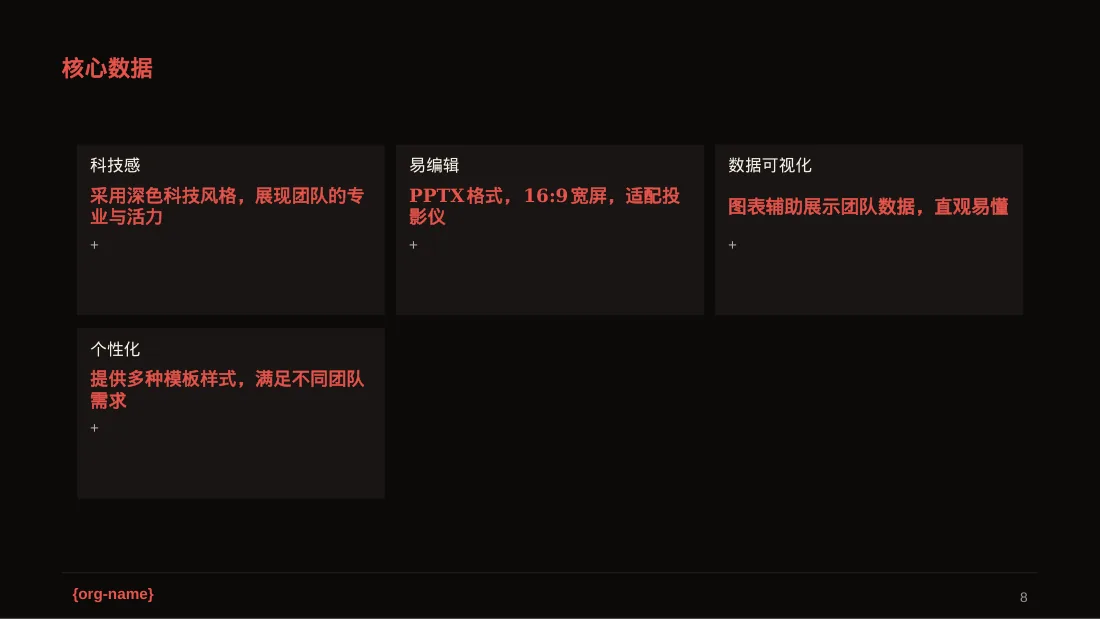 企业团队风采展示 PPT模板（深色科技风） 第8页预览