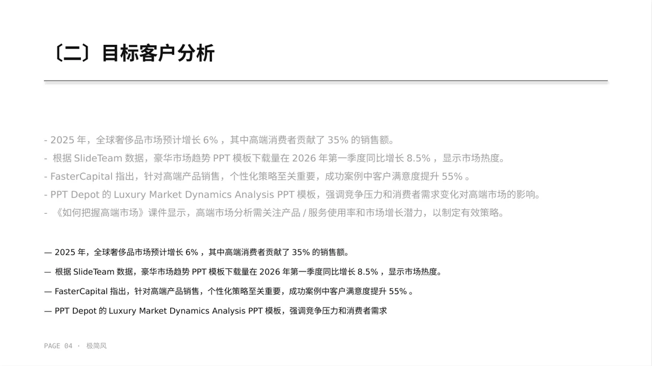 高端市场需求分析文稿 PPT模板 第4页预览
