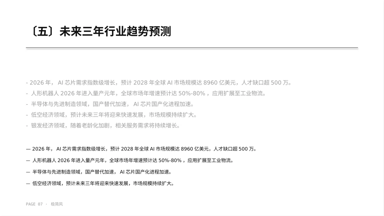 行业未来三年发展趋势预判 PPT模板（黑白极简风）-2 第7页预览