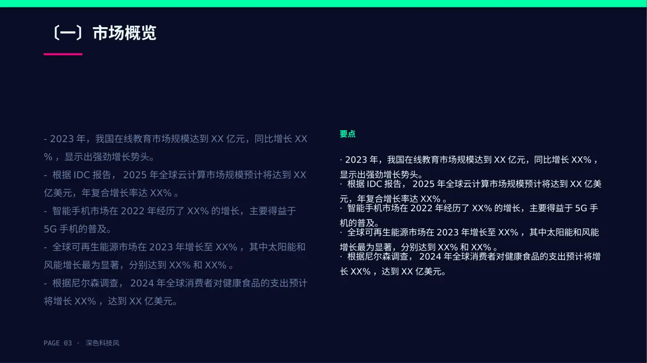 市场风向变化分析汇报 PPT模板（深色科技风） 第3页预览