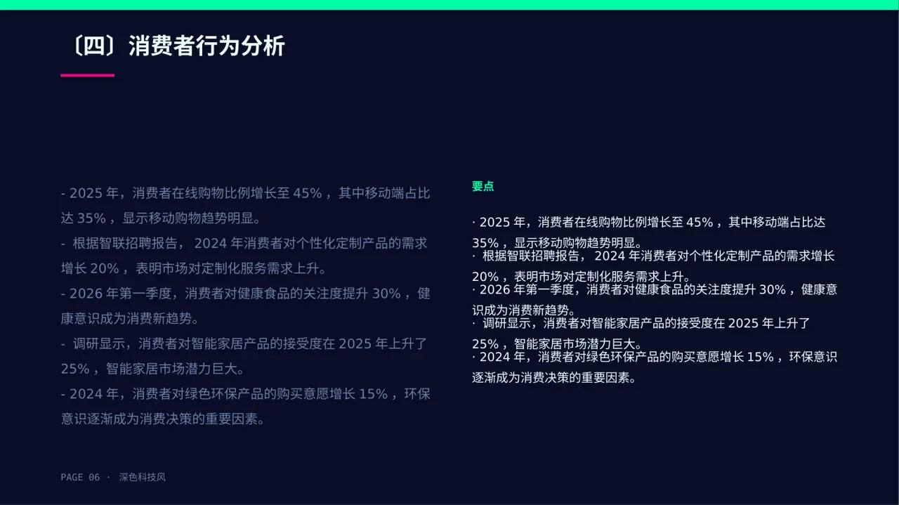 市场风向变化分析汇报 PPT模板（深色科技风） 第6页预览