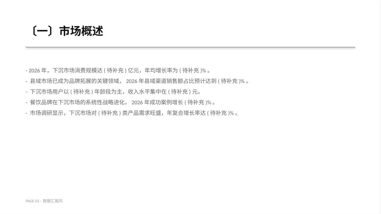 下沉市场开发研究模板 PPT模板（数据图表风） 第3页预览