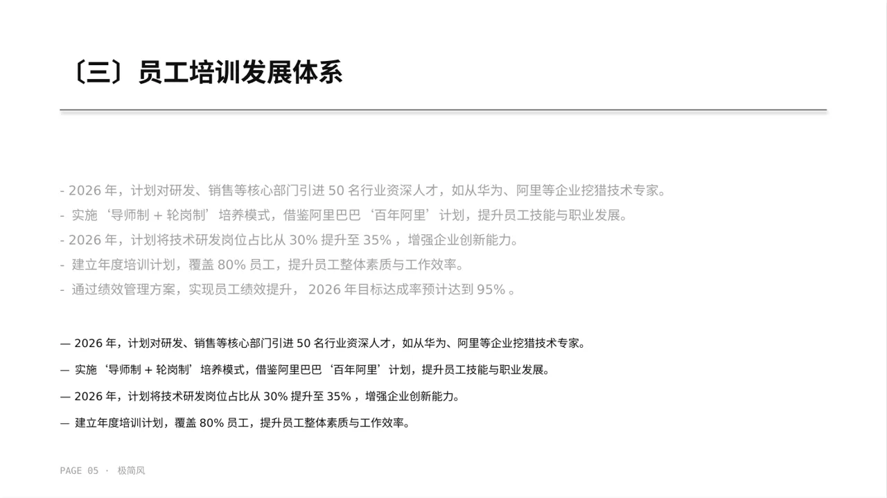 人力资源全年工作计划PPT模板（黑白极简风）-2 第5页预览
