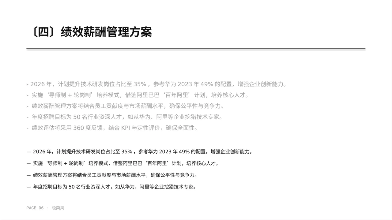 人力资源全年工作计划PPT模板（黑白极简风）-2 第6页预览
