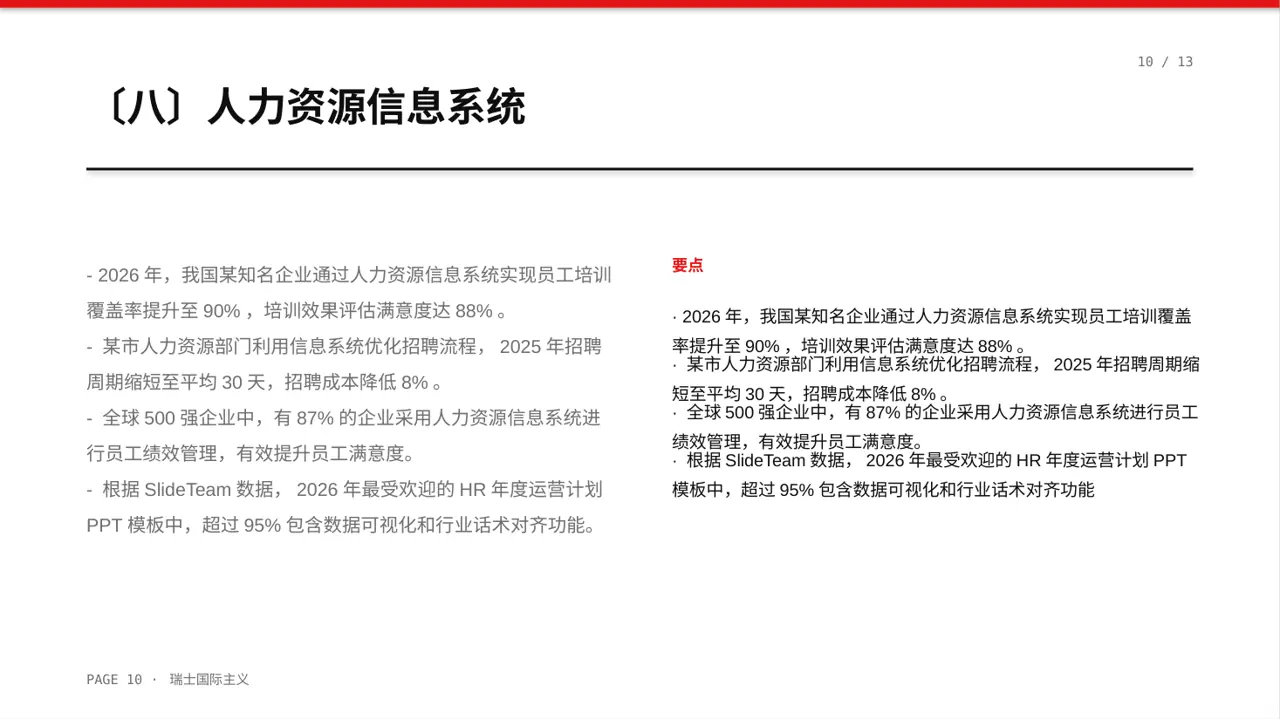 人力资源全年工作计划PPT模板 第10页预览