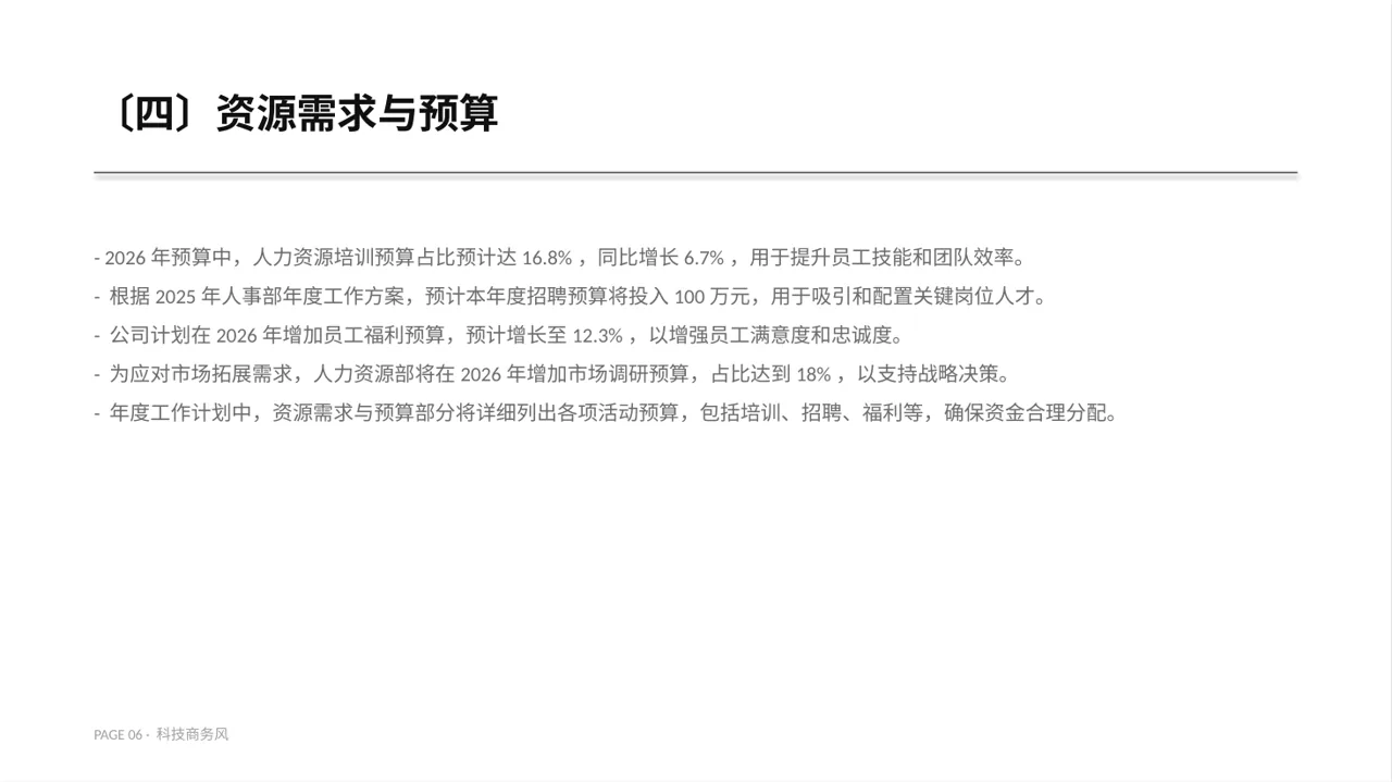 人力资源全年工作计划PPT模板（蓝色商务风） 第6页预览