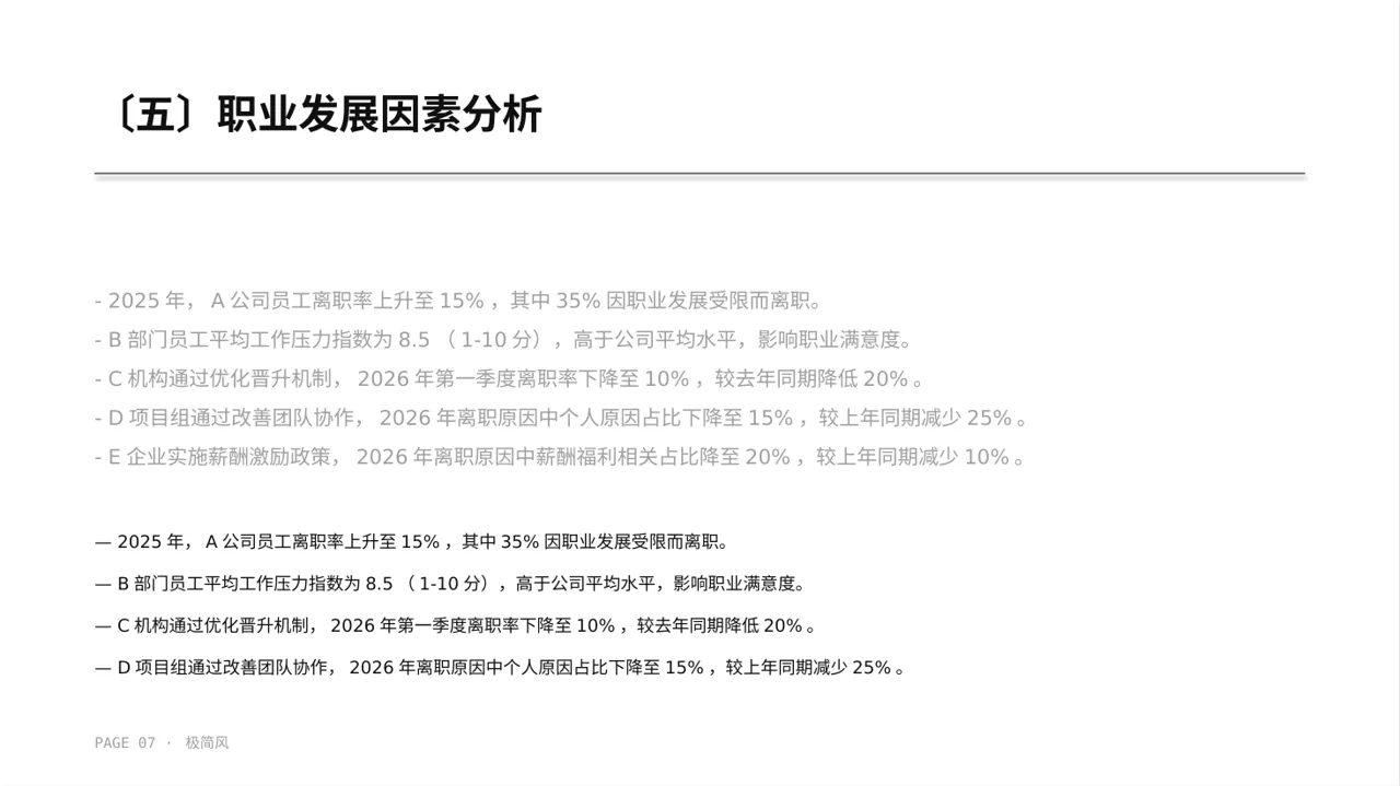 员工离职原因统计分析PPT模板 第7页预览