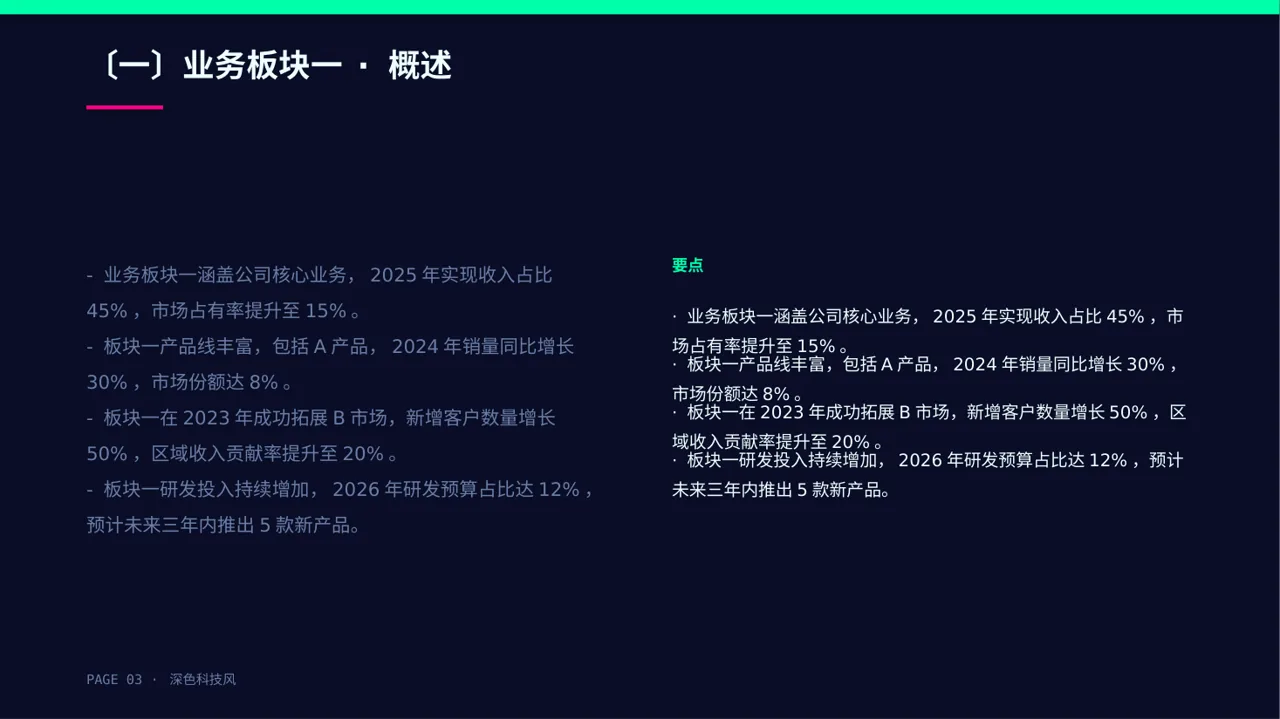 公司各业务板块规划汇报PPT模板 第3页预览
