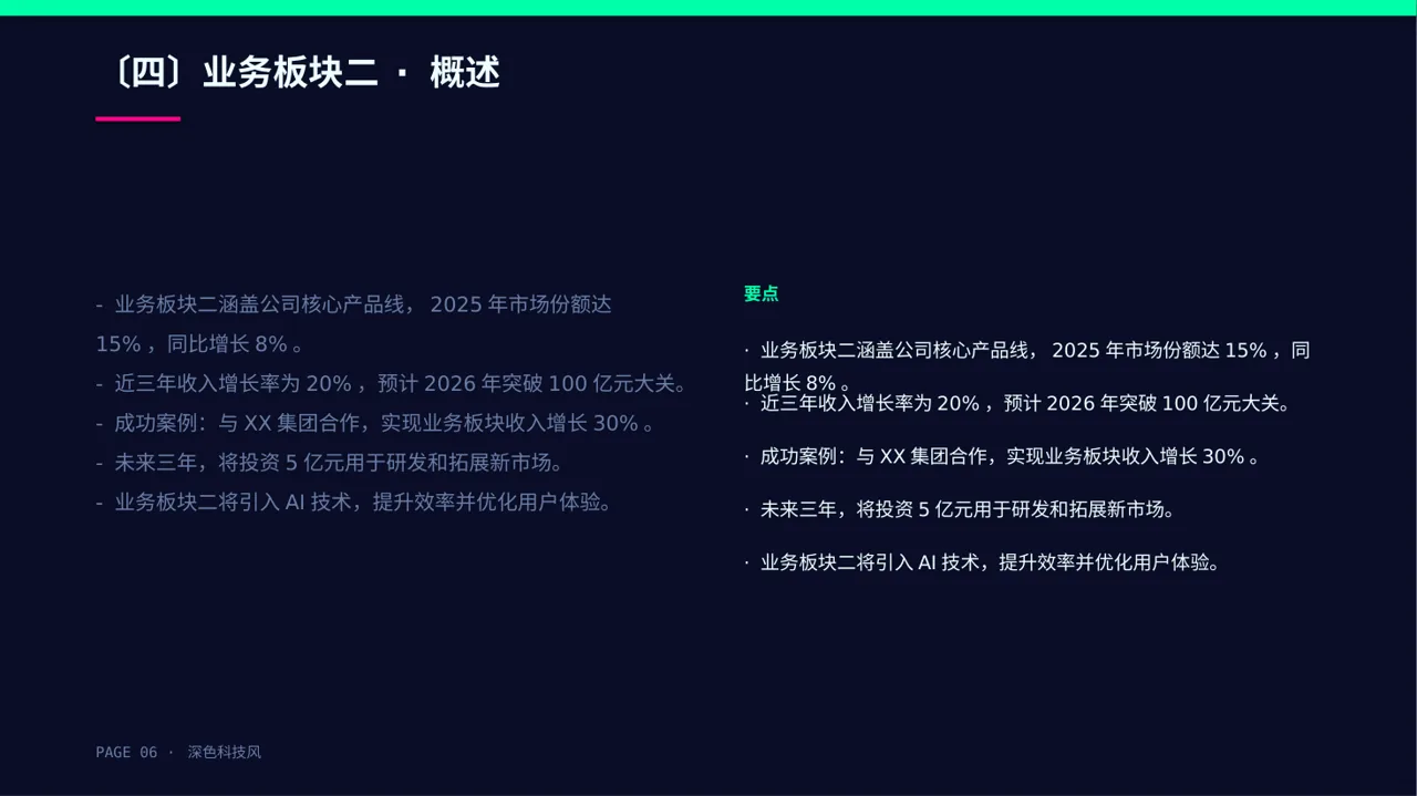 公司各业务板块规划汇报PPT模板 第6页预览