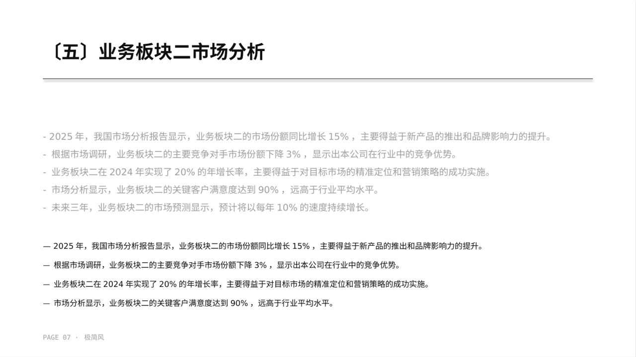 公司各业务板块规划汇报PPT模板（黑白极简风） 第7页预览