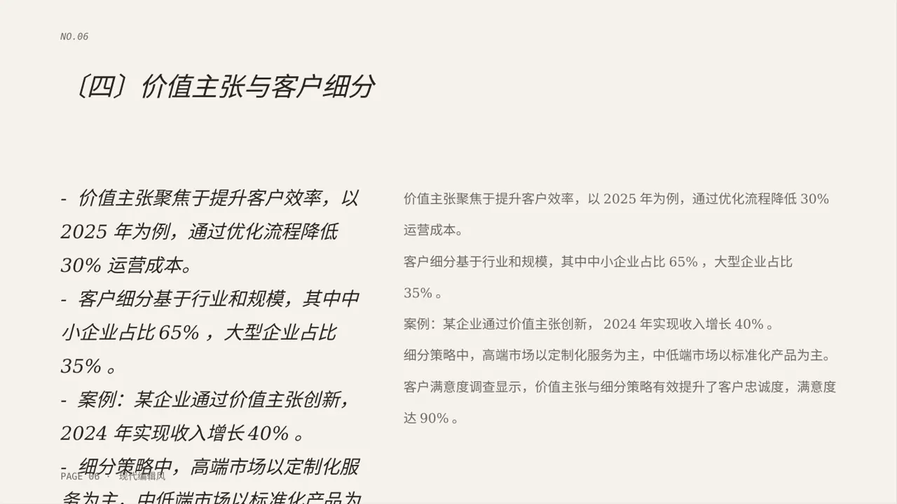 企业整体商业模式梳理报告PPT模板（红黑杂志风）-2 第6页预览