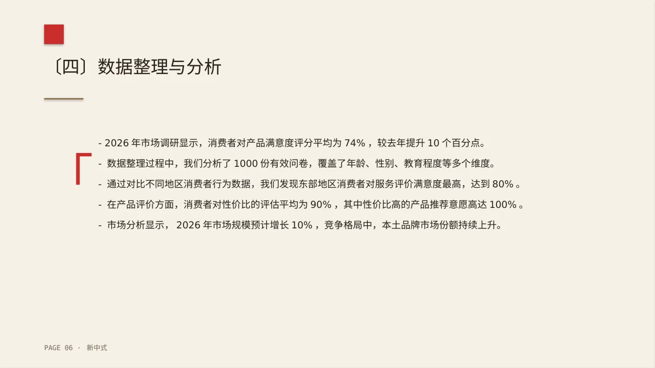 新中式调查问卷数据整理展示 PPT模板 第6页预览