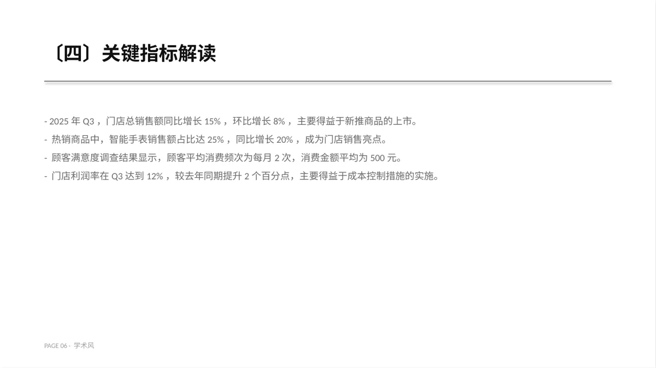 门店销售情况统计分析PPT模板（深蓝学术风） 第6页预览