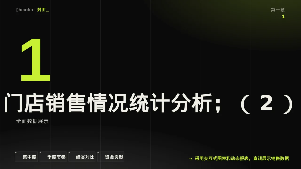 门店销售情况统计分析PPT模板（深色科技风）-3 第3页预览