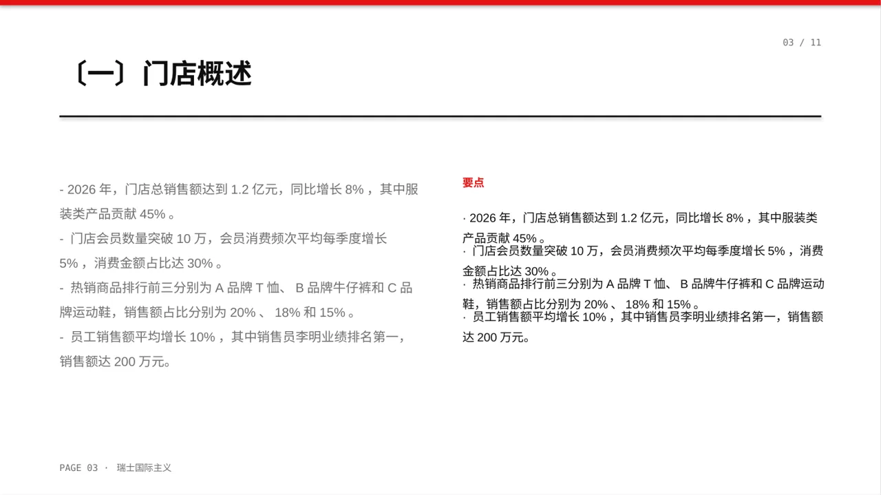 门店销售情况统计分析PPT模板(黄蓝几何风)-2 第3页预览