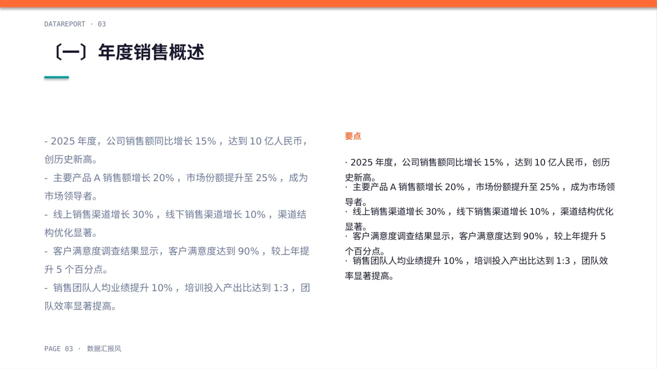 年度销售数据拆解汇报PPT模板 第3页预览