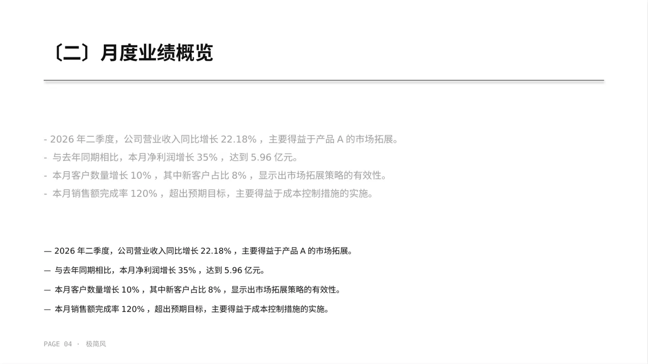 月度经营数据可视化报告 PPT模板 第4页预览