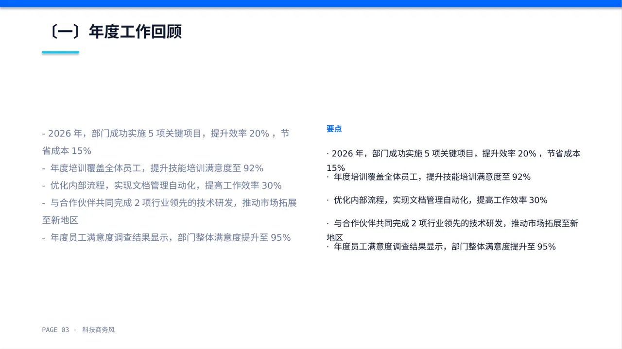 科技商务风部门负责人年终述职报告PPT模板 第3页预览