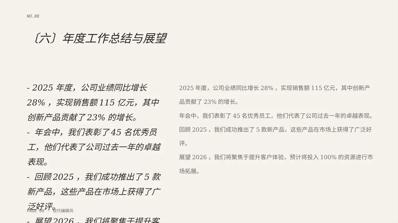 现代编辑风公司年会流程展示模板PPT 第8页预览