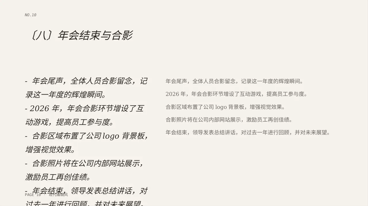 现代编辑风公司年会流程展示模板PPT 第10页预览