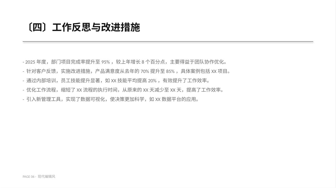 现代编辑风普通员工个人述职PPT模板 第6页预览