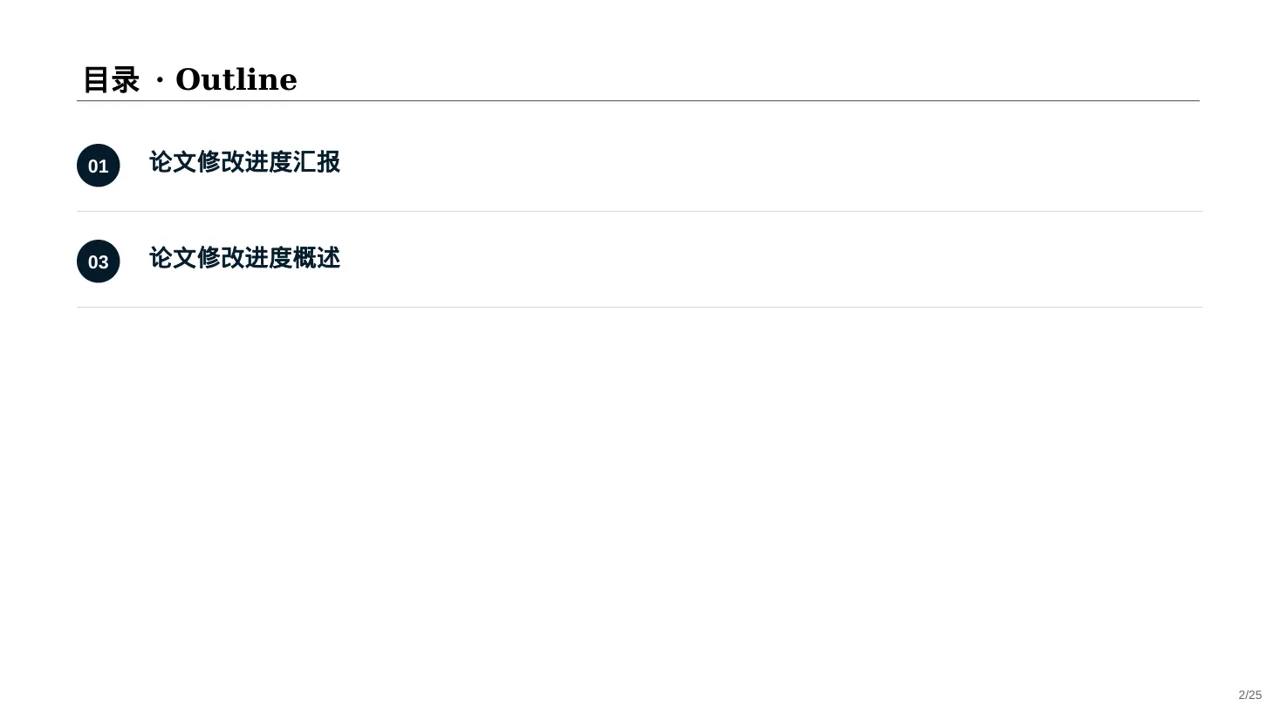 论文修改进度汇报PPT模板 第2页预览