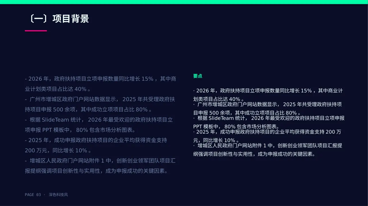 政府扶持项目立项申报 PPT模板 第3页预览