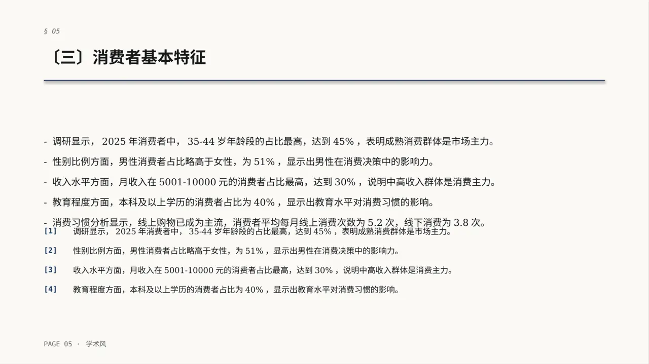 消费者消费习惯调研报告PPT模板（深蓝学术风） 第5页预览