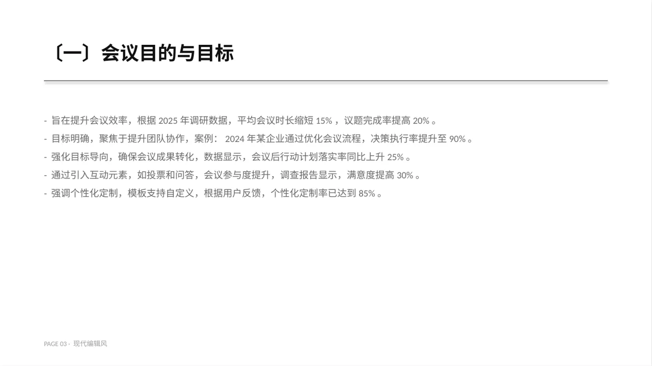 现代编辑风格公司会议管理规范模板 PPT模板 第3页预览