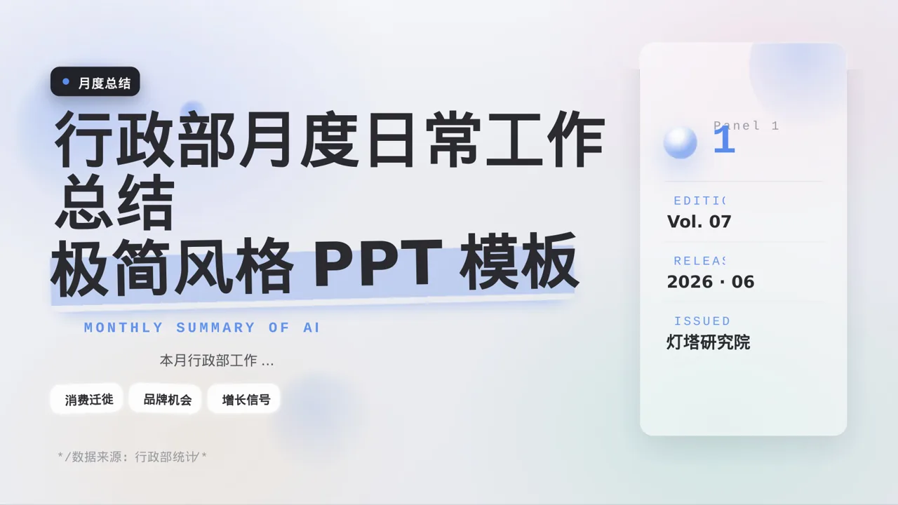 行政部月度日常工作总结PPT模板