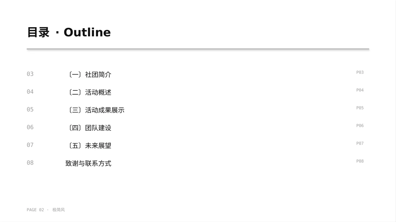 社团全年活动总结汇报 PPT模板 第2页预览