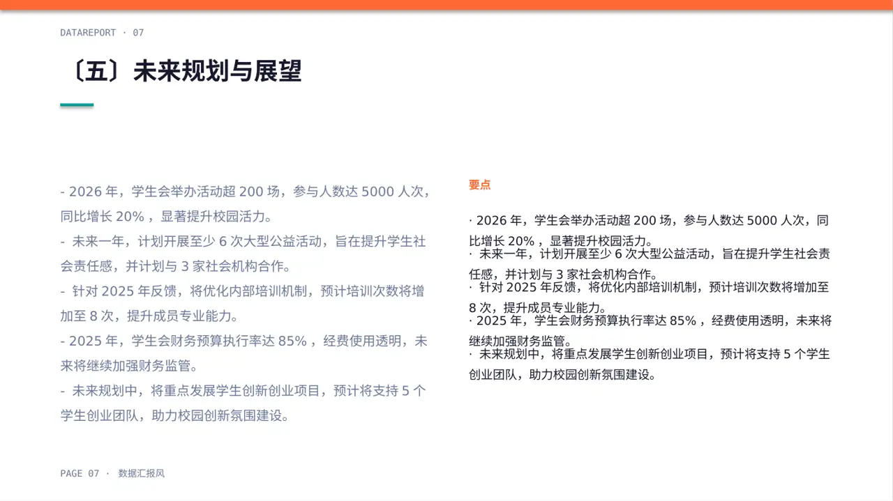 学生会年度工作总结PPT模板 第7页预览