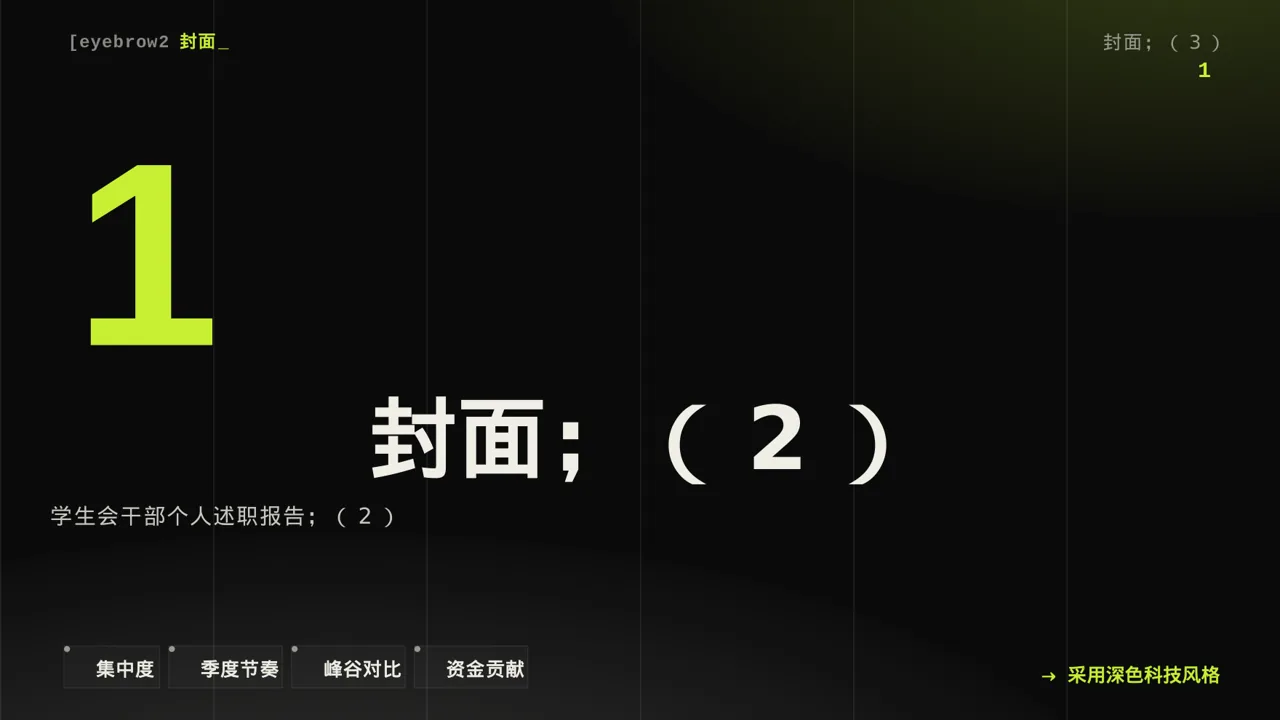 学生会干部个人述职报告PPT模板 第3页预览