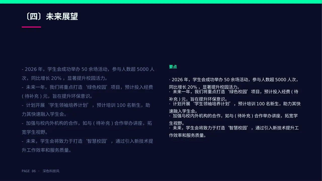 学生会年度工作总结PPT模板 第6页预览