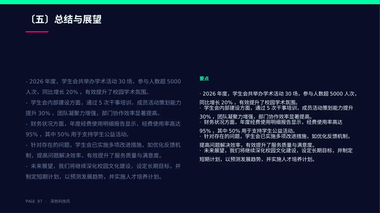 学生会年度工作总结PPT模板 第7页预览