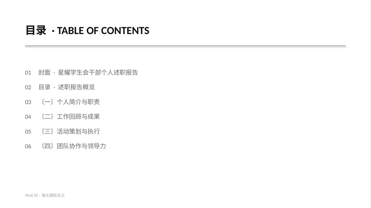 学生会干部个人述职报告PPT模板 第2页预览