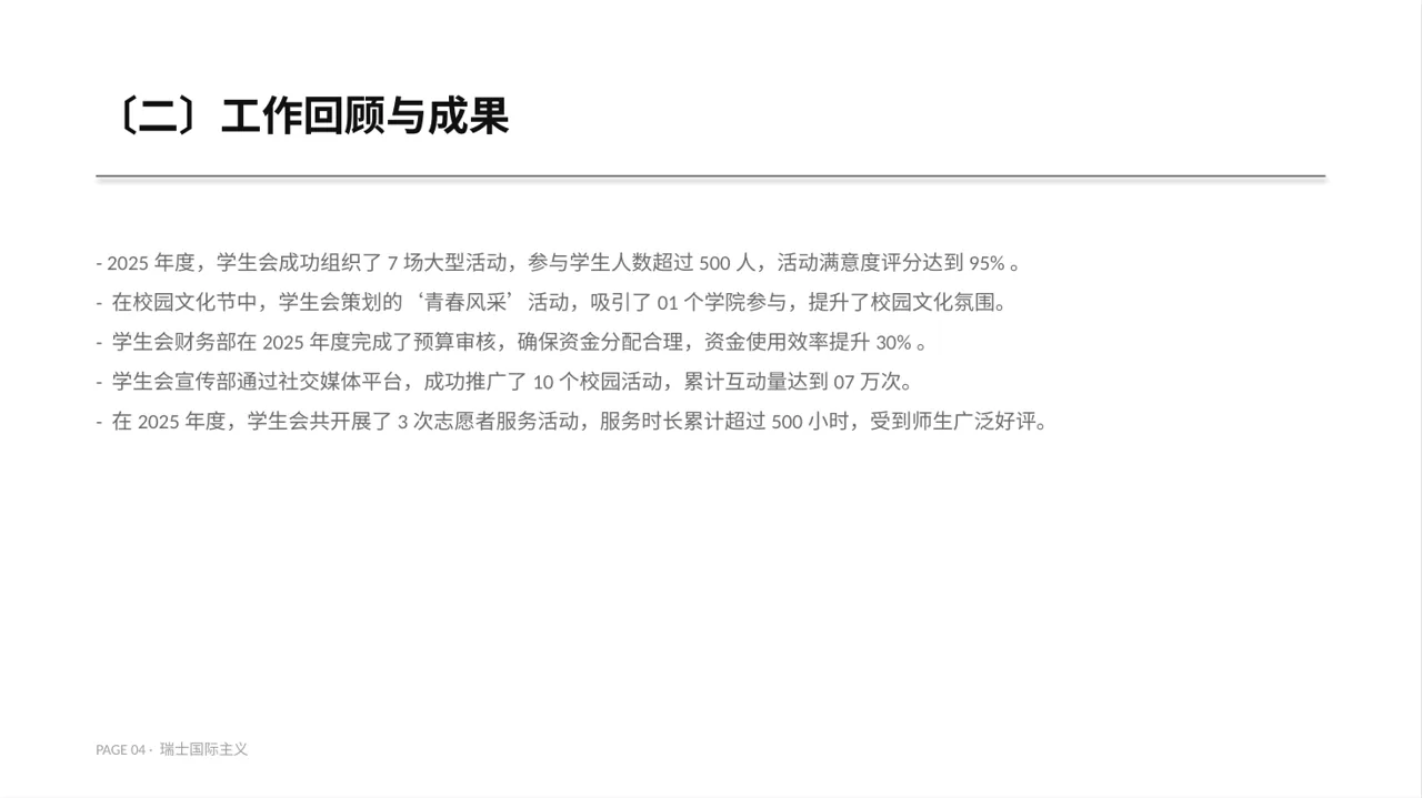 学生会干部个人述职报告PPT模板 第4页预览