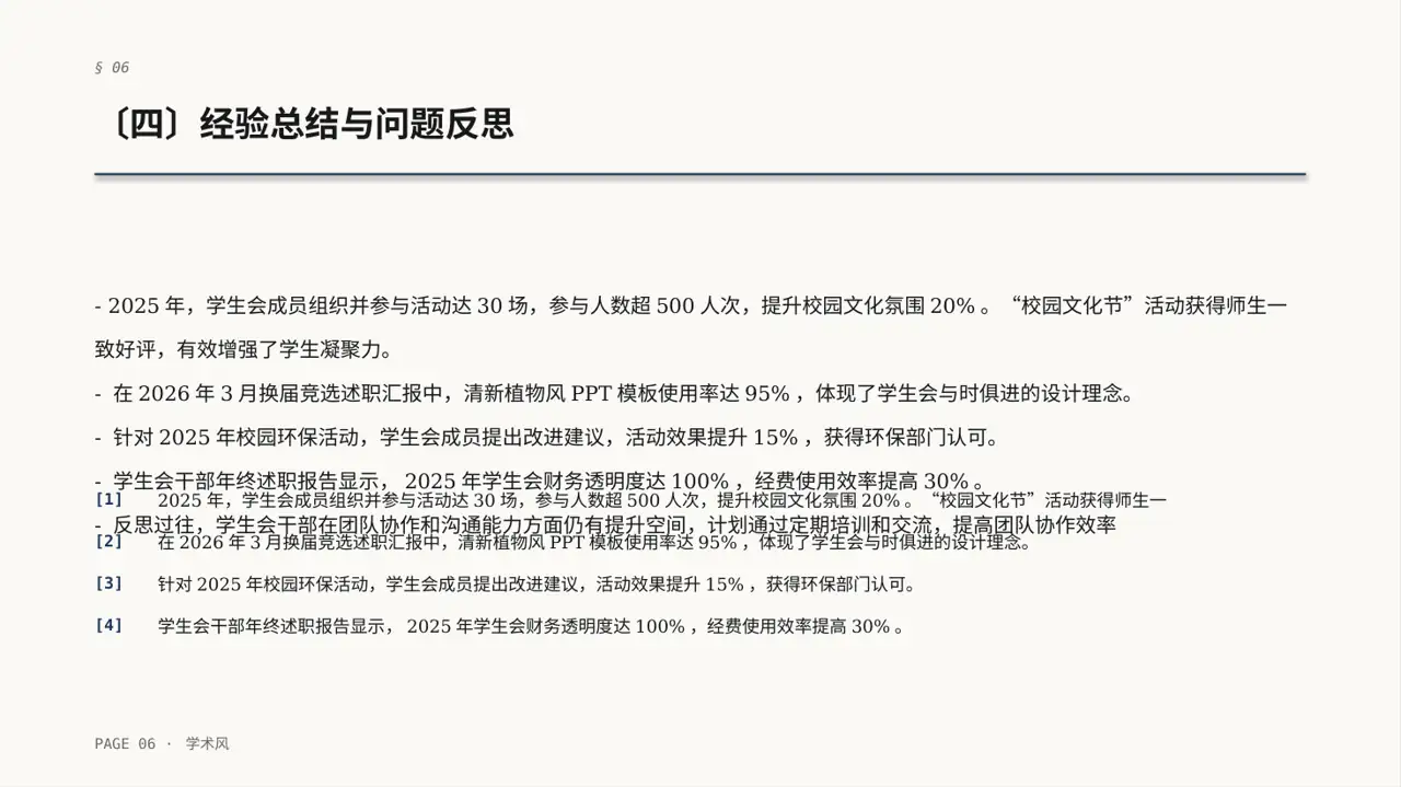 学生会干部个人述职报告PPT模板 第6页预览