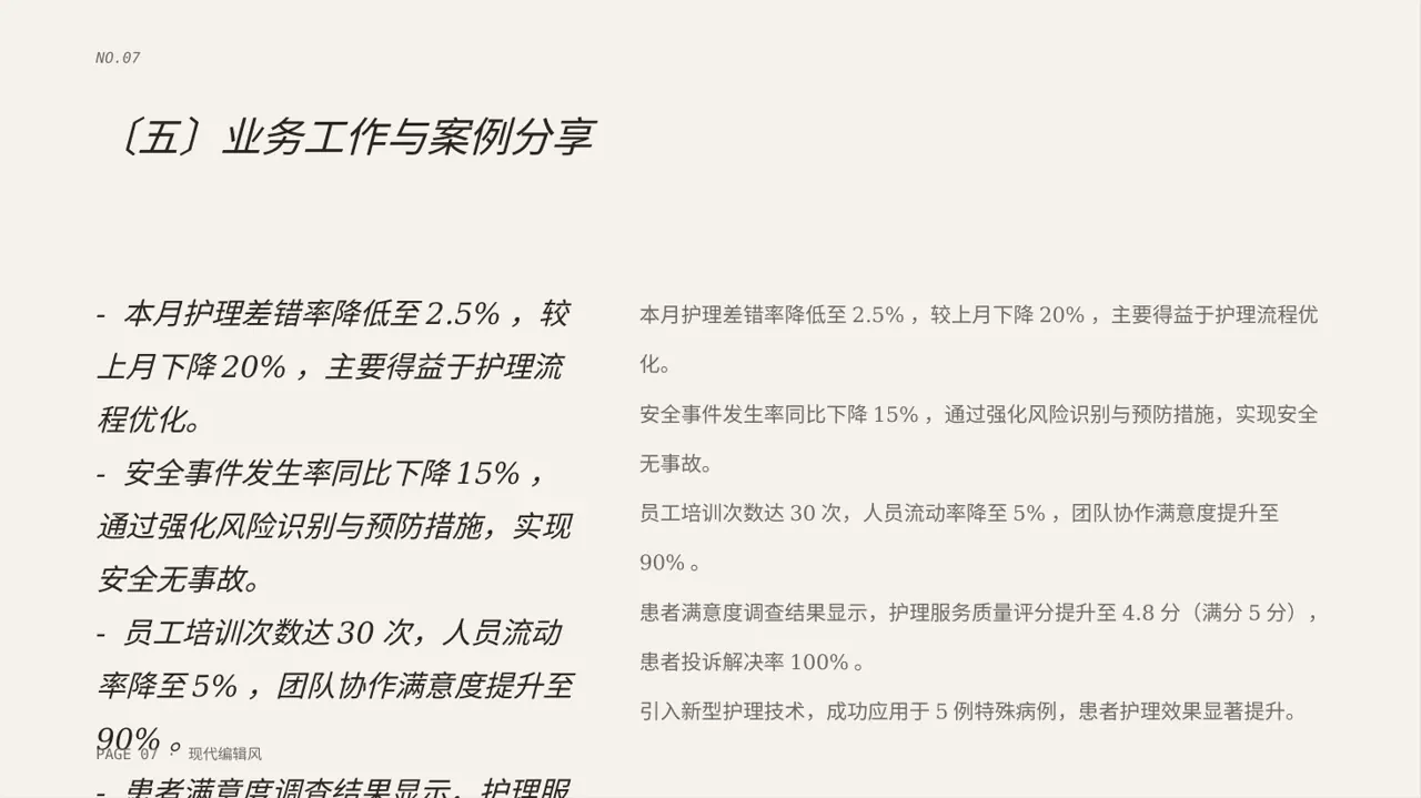 护士长月度护理工作总结PPT模板 第7页预览