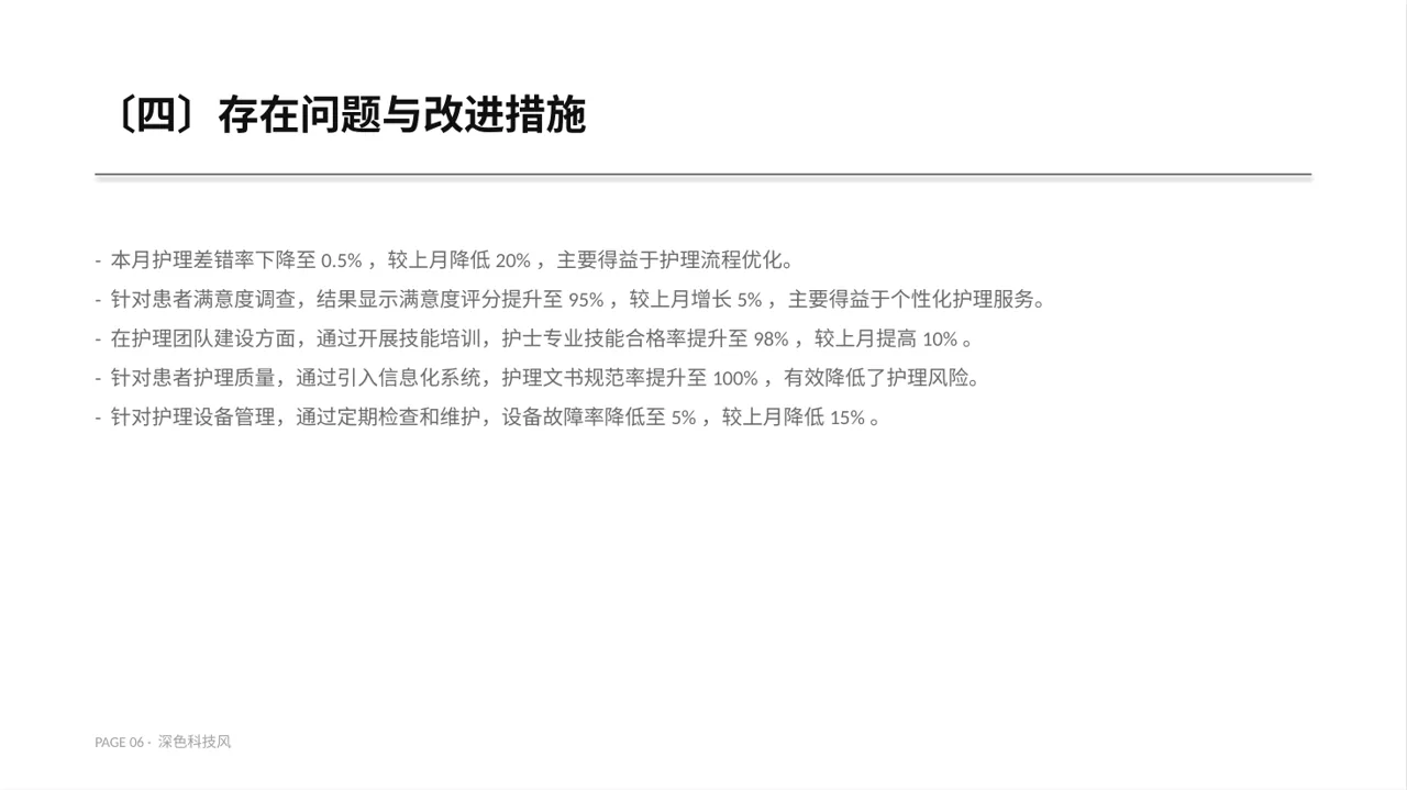 护士长月度护理工作总结PPT模板 第6页预览