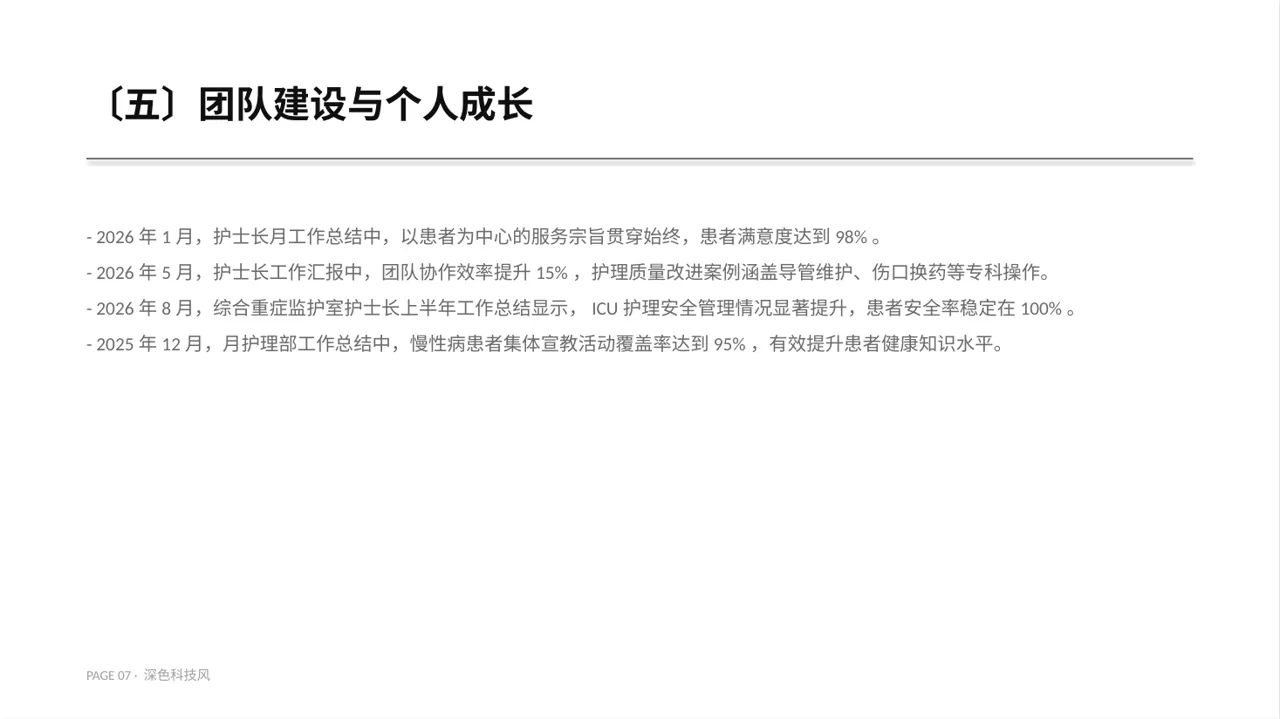 护士长月度护理工作总结PPT模板 第7页预览