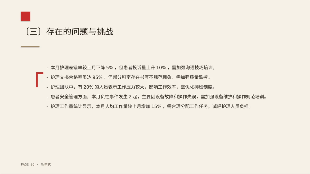 护士长月度护理工作总结PPT模板 第5页预览