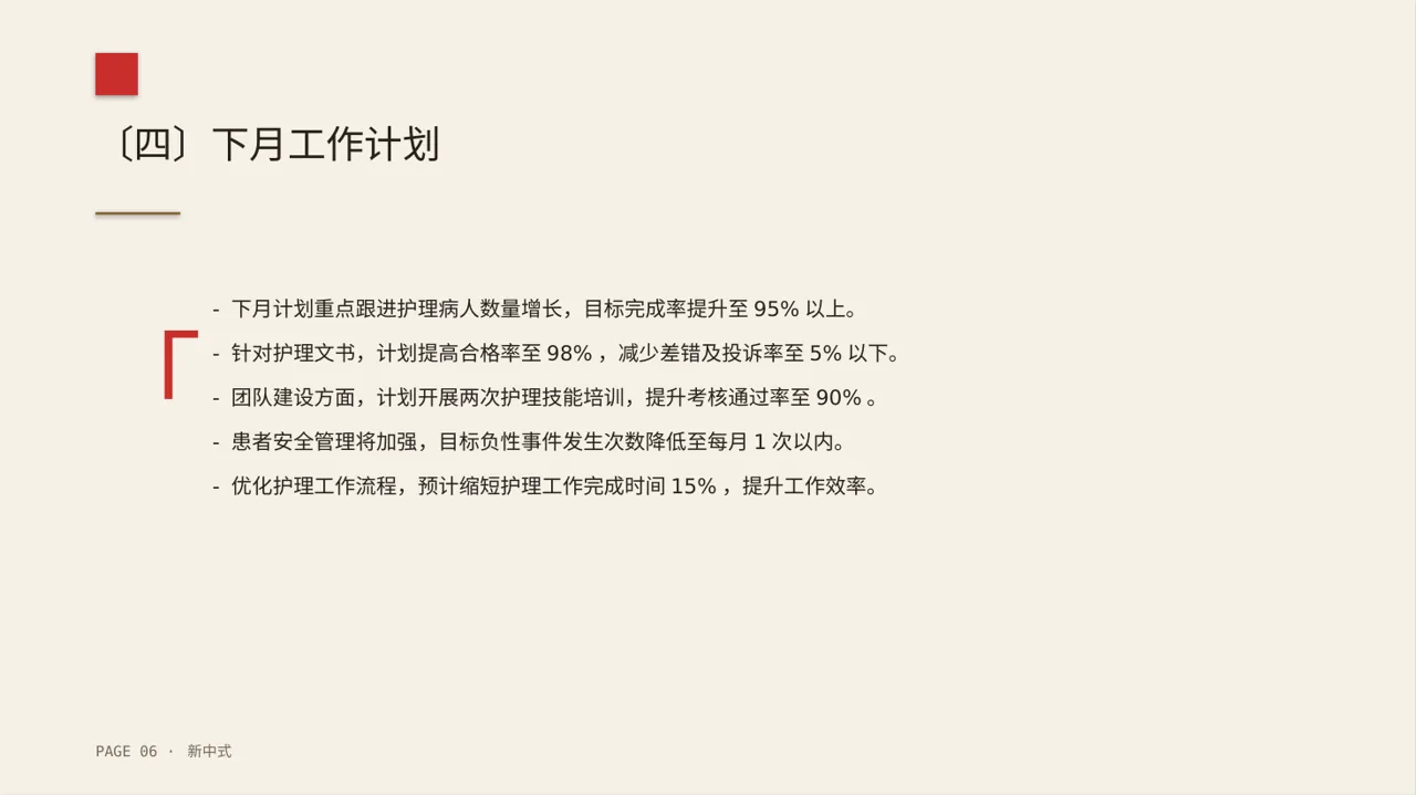 护士长月度护理工作总结PPT模板 第6页预览