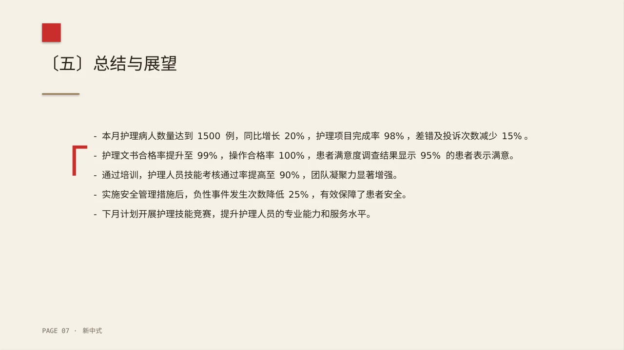 护士长月度护理工作总结PPT模板 第7页预览