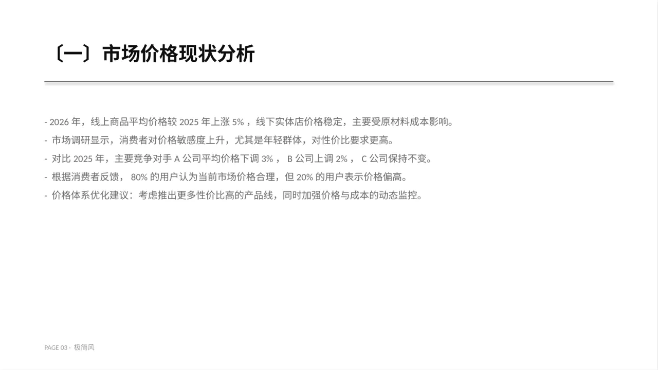价格体系市场调研报告 PPT模板 第3页预览